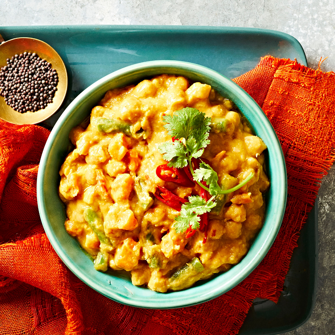 Curried red lentil chickpea (Moroccan Chickpea Soup Plant Based