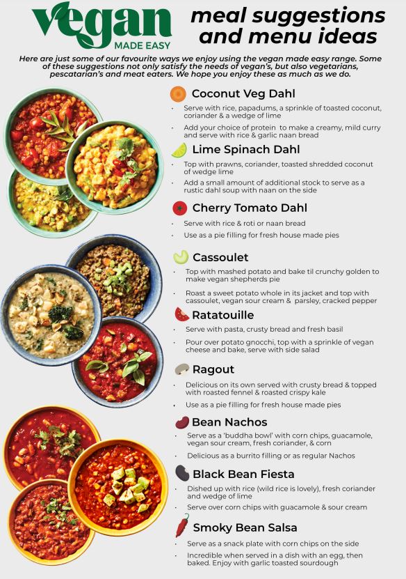 Vegan Meal Suggestions and Menu Ideas